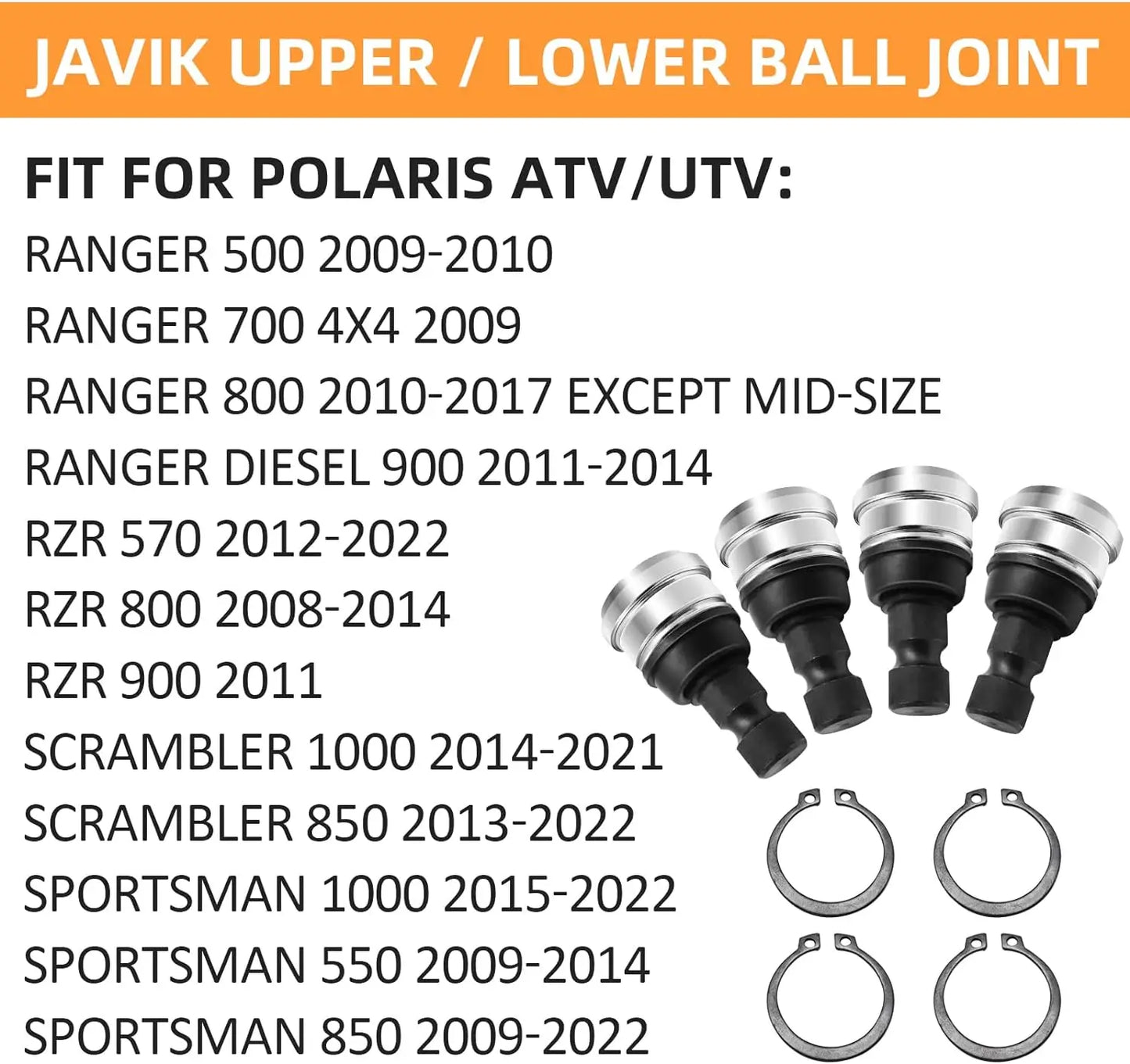 2Pcs Ball Joint for Polaris Big Boss Sportsman Ranger Scrambler Magnum Trail Boss Xplorer Xpedition ACE ATP, OEM 7061158 & 7080927 Mati Powersports