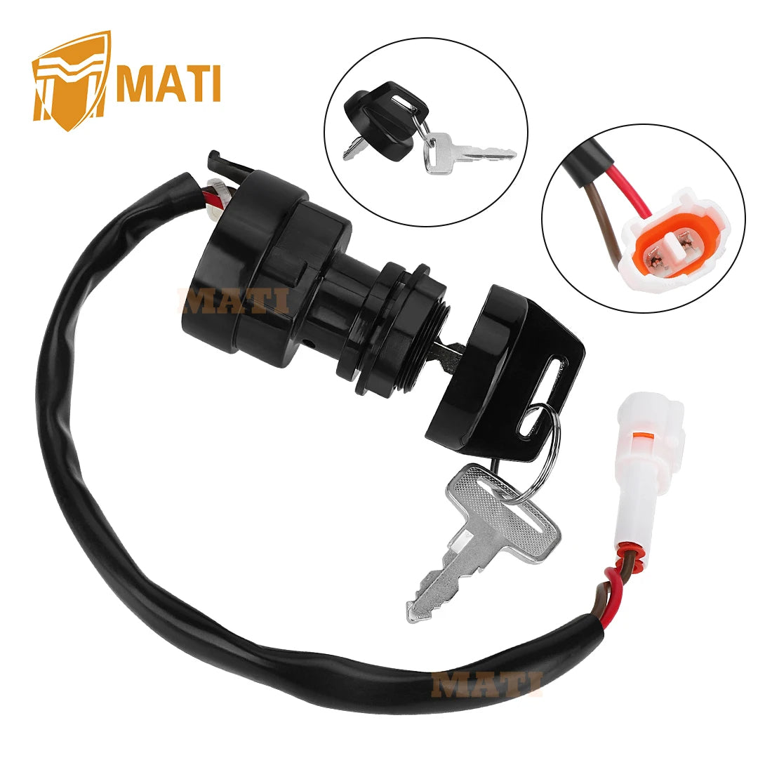 Ignition Key Switch for Yamaha Big Bear YFM350 YFM400 Wolverine YFM350 Bear Tracker YFM250 Grizzly YFM600 Breeze YFM125 Warrior 350 Kodiak 400 Timberwolf 250 MOTO-4 350 Raptor 50 80 Grizzly 80 Badger 80 4GB-82510-11-00