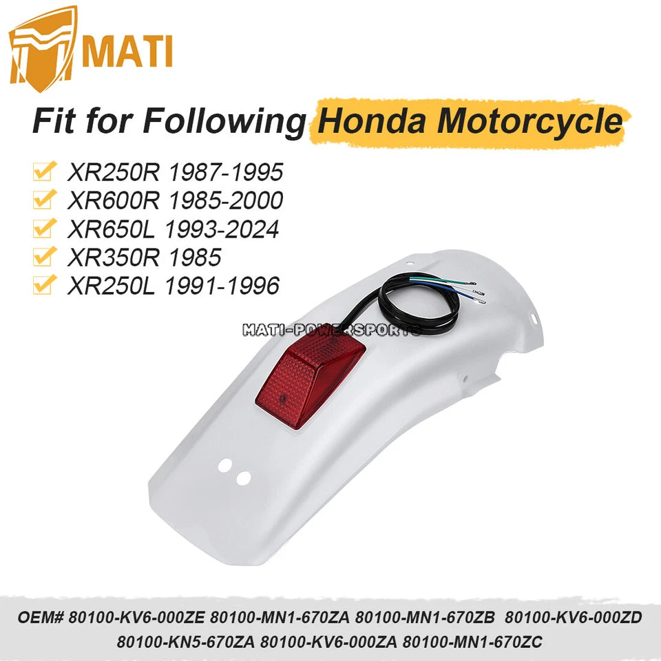 Rear Fender & Taillight for Honda XR250R XR600R XR650L XR350R XR250L 1985-2024 80100-MN1-670ZB 80100-KV6-000ZE