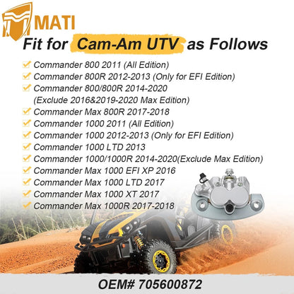 Rear Right Brake Caliper For Can-Am Commander (MAX) 800/800R 1000R 1000 LTD/XT 705600872