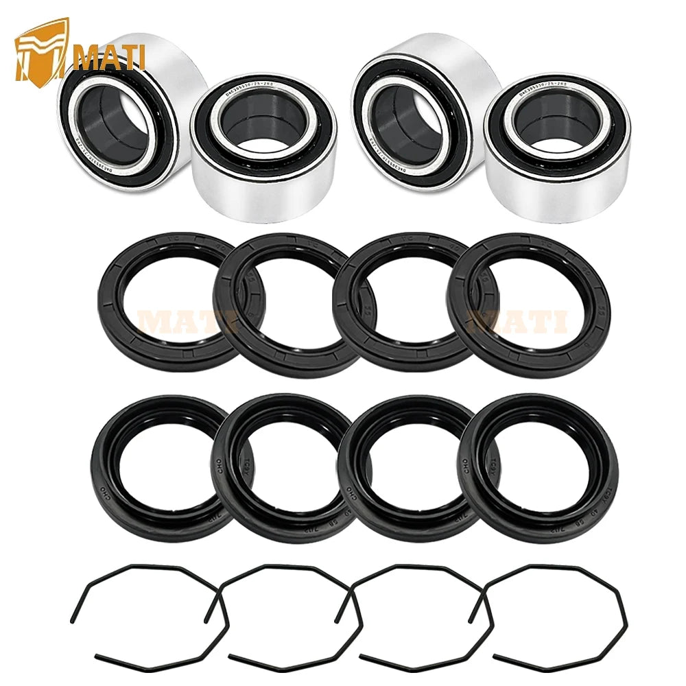 4 Set Front & Rear Wheel Hub Bearings Seals Kit for Arctic Cat 250 300 400 500 0402-275 0402-085 0402-069 0402-089 0423-034 Mati Powersports