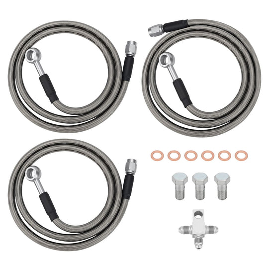 "+3" Stainless Braided Brake Lines Kit For Kawasaki KFX400 For Suzuki LT-Z400 For Arctic Cat DVX 400 2003-2008