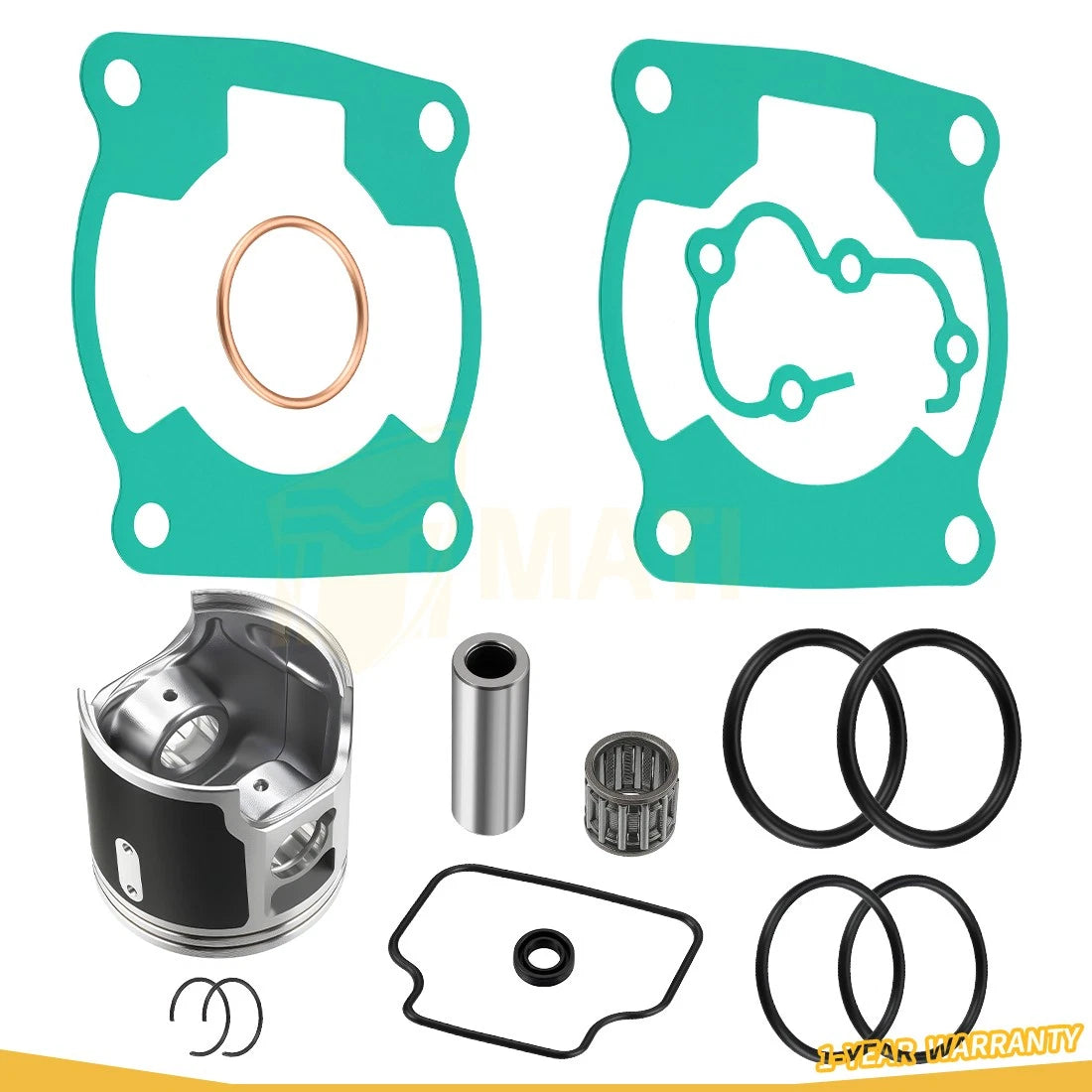 52.5mm Piston & Piston Ring Kit & Engine Gasket Set For Kawasaki KX100 14-21 KX112 22-24 13001-0759