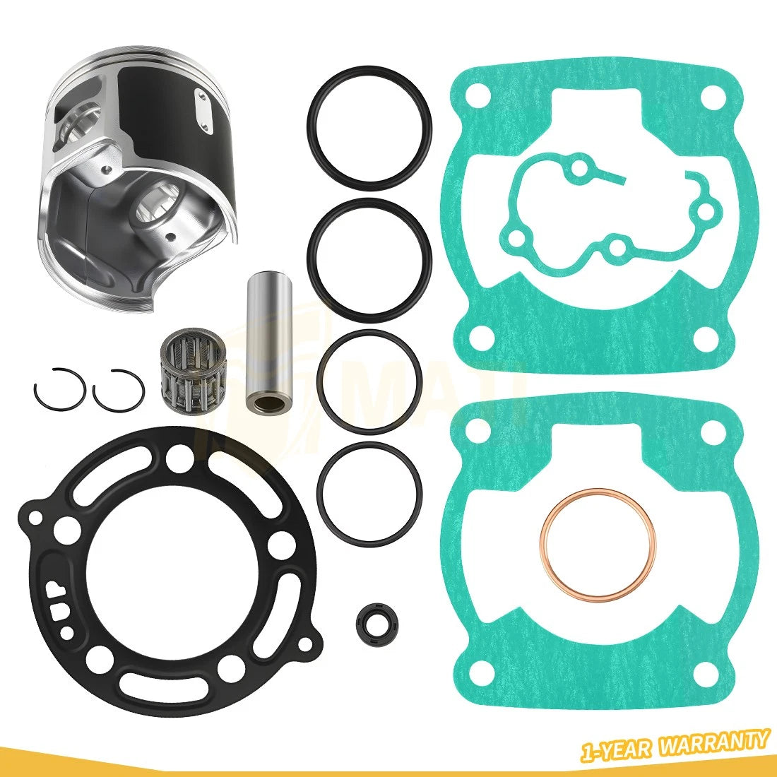 52.5mm Piston & Piston Ring Kit & Engine Gasket Set For Kawasaki KX100 14-21 KX112 22-24 13001-0759