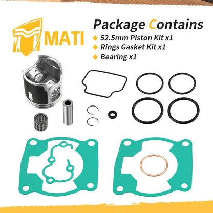 52.5mm Piston & Piston Ring Kit & Engine Gasket Set For Kawasaki KX100 14-21 KX112 22-24 13001-0759