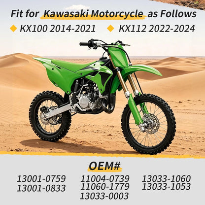 52.5mm Piston & Piston Ring Kit & Engine Gasket Set For Kawasaki KX100 14-21 KX112 22-24 13001-0759