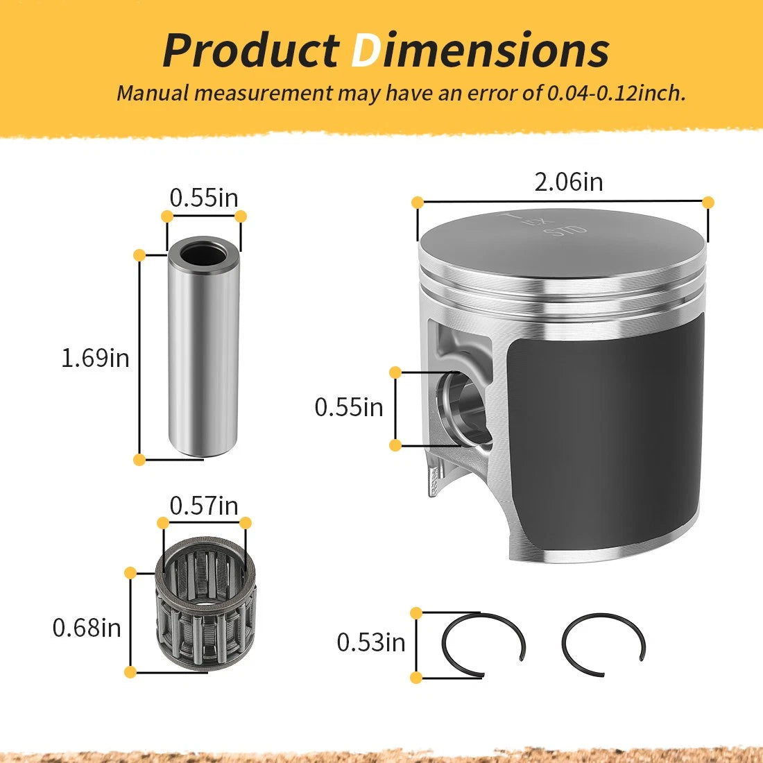 52.5mm Piston & Piston Ring Kit & Engine Gasket Set For Kawasaki KX100 14-21 KX112 22-24 13001-0759