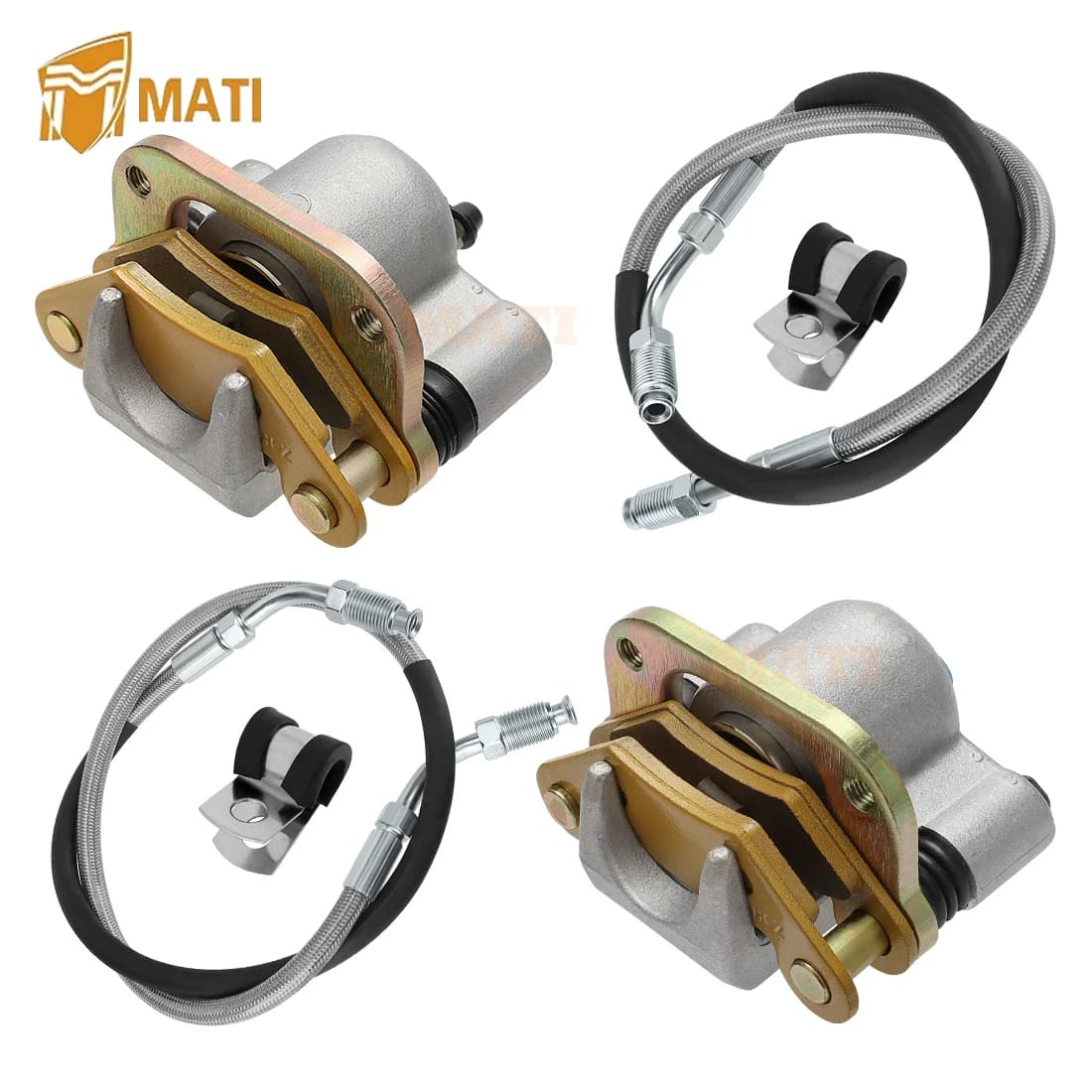 M MATI Front Brake Calipers & Hose Lines for Polaris Magnum 325 4x4 Trail Boss 325 Xpedition 325 Sportsman 335 Xplorer 250