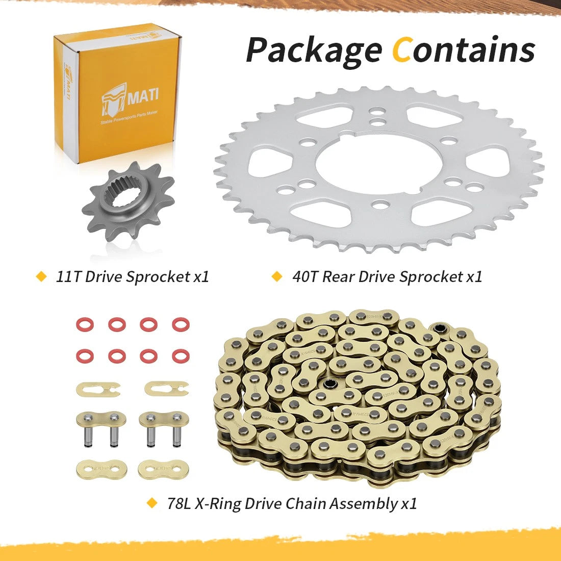78 Links X-Ring Drive Chain & Sprocket Kit For Polaris Trail Blazer 330 2008-2013