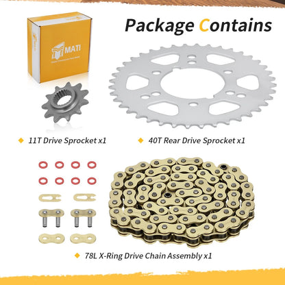 78 Links X-Ring Drive Chain & Sprocket Kit For Polaris Trail Blazer 330 2008-2013