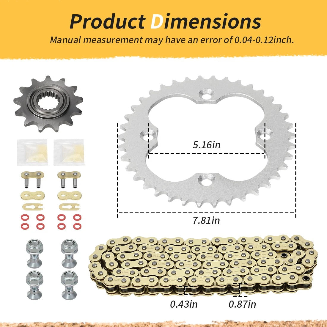 94L X-Ring Drive Chain & Drive Sprocket Assembly For Honda TRX450ER TRX450R 2006-2009