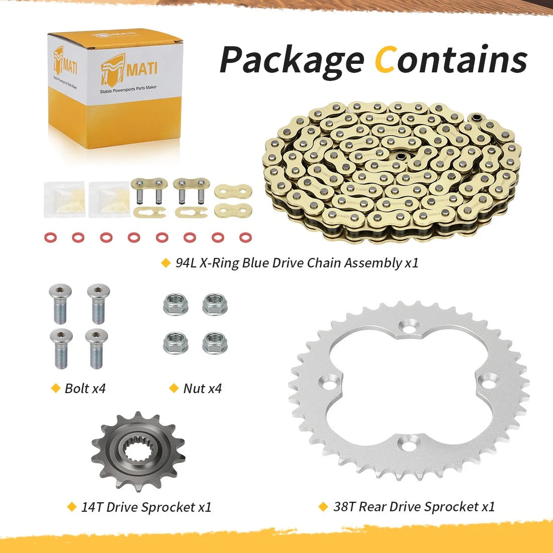 94L X-Ring Drive Chain & Drive Sprocket Assembly For Honda TRX450R 2004-2005