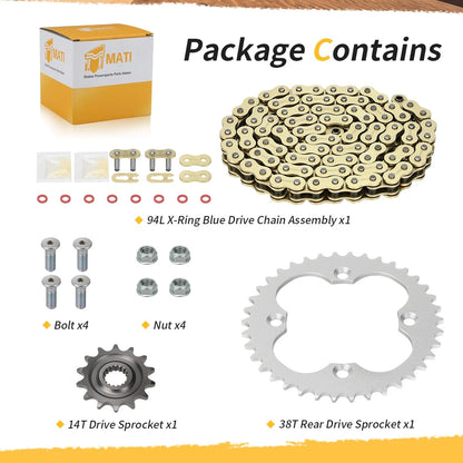 94L X-Ring Drive Chain & Drive Sprocket Assembly For Honda TRX450R 2004-2005