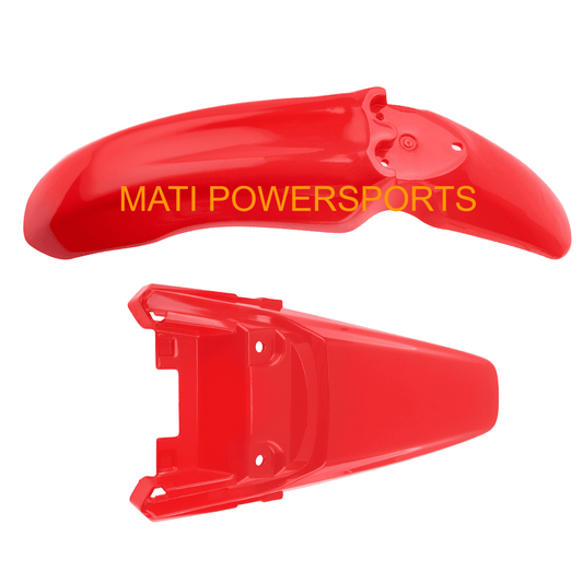 Red Front & Rear Plastic Mud Guards for Honda CRF80F CRF100F 2004-2008 61100-KSJ-670 80101-KSJ-670ZA