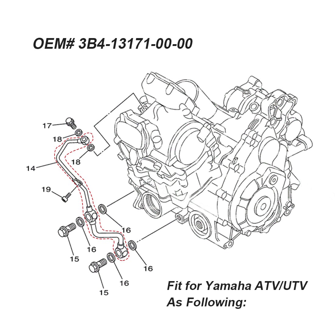 Cylinder Pipe Delivery For Yamaha Grizzly Rhino Viking Kodiak 550 700 YFM550 YFM700 YXR700F YXM700 YXC700 YFM700K 2007-2024 3B4-13171-00-00