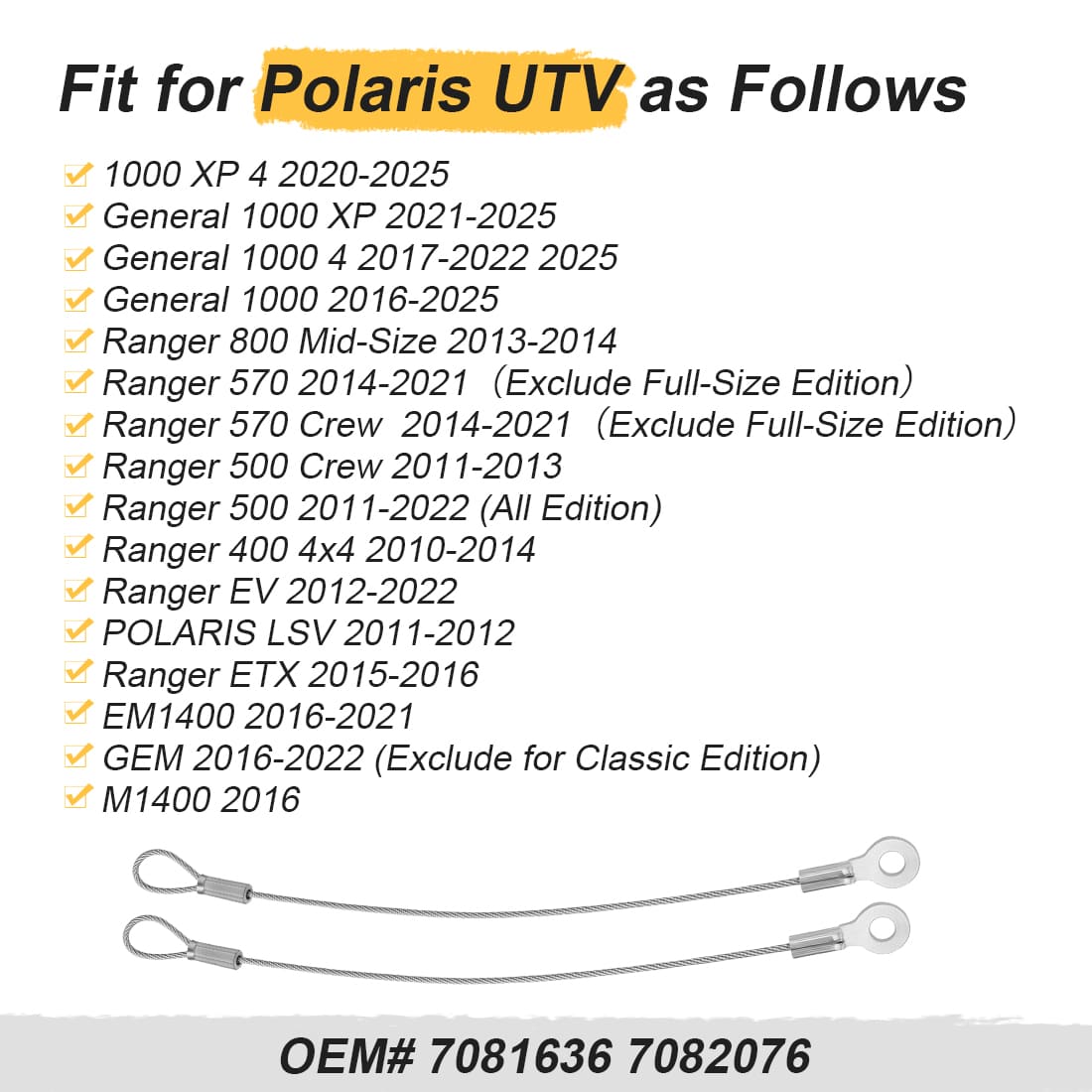 Tailgate Cable For Polaris General Ranger 1000 400 500 570 800 EV LSV ETX 2010-2025 7081636