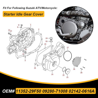 Starter Idle Gear Cover With Bolt For Suzuki LT-Z400 DR-Z400 QuadSport Z 400 2000-2024 11352-29F50