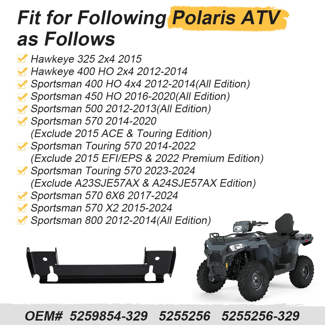 Front Rack Pivot Bracket For Polaris Hawkeye Sportsman 325 400 450 500 570 800 2012-2025 5259854-329