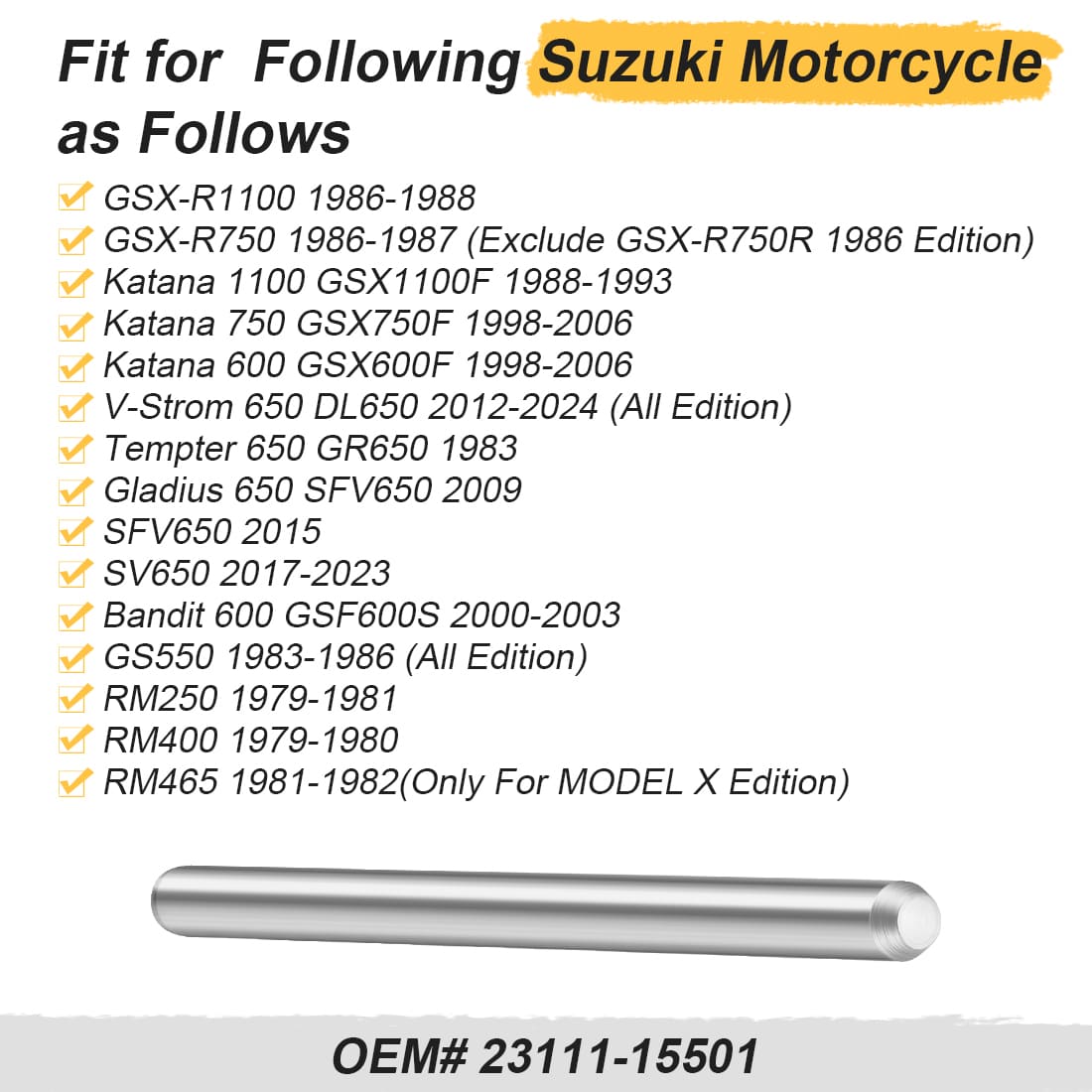 Left Clutch Push Rod For Suzuki Katana V-Strom 600 650 750 1100 GSX1100F SV650 RM250 1979-2024 23111-15501