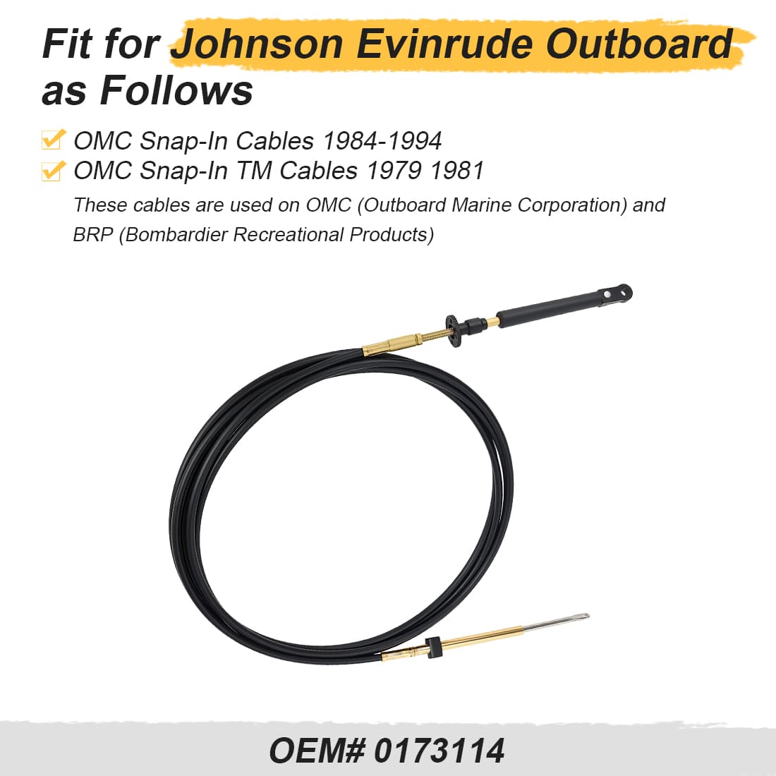 Throttle Shift Remote Control Cable For Johnson Evinrude OMC BRP 1979-1994 0173114