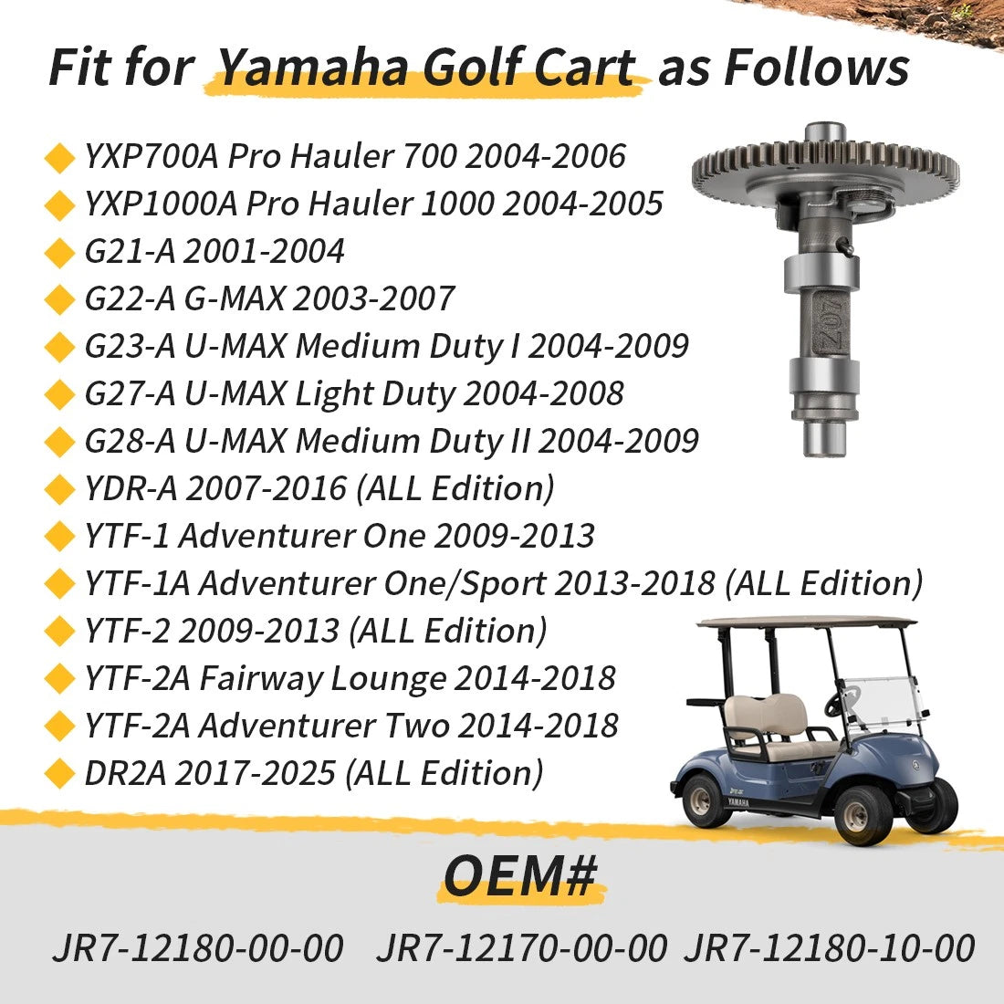 Camshaft Assembly For Yamaha G21A G22A G23A G27A G28A YDRA YTF1A YTF2A DR2A YXP700A YXP1000A JR7-12170-00-00 JR7-12180-10-00