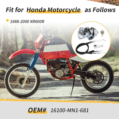 For Honda XR600R 1988-2000 17910-MN1-680 Carburetor Carb Assembly & Throttle Cable Set