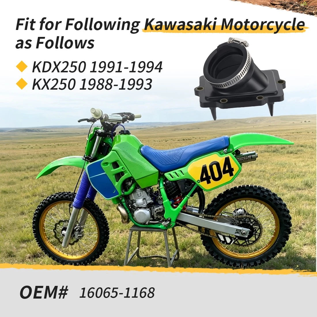 Carburetor Intake Manifold w/ Clamp For Kawasaki KDX250 1991-1994 KX250 1988-1993 16065-1168