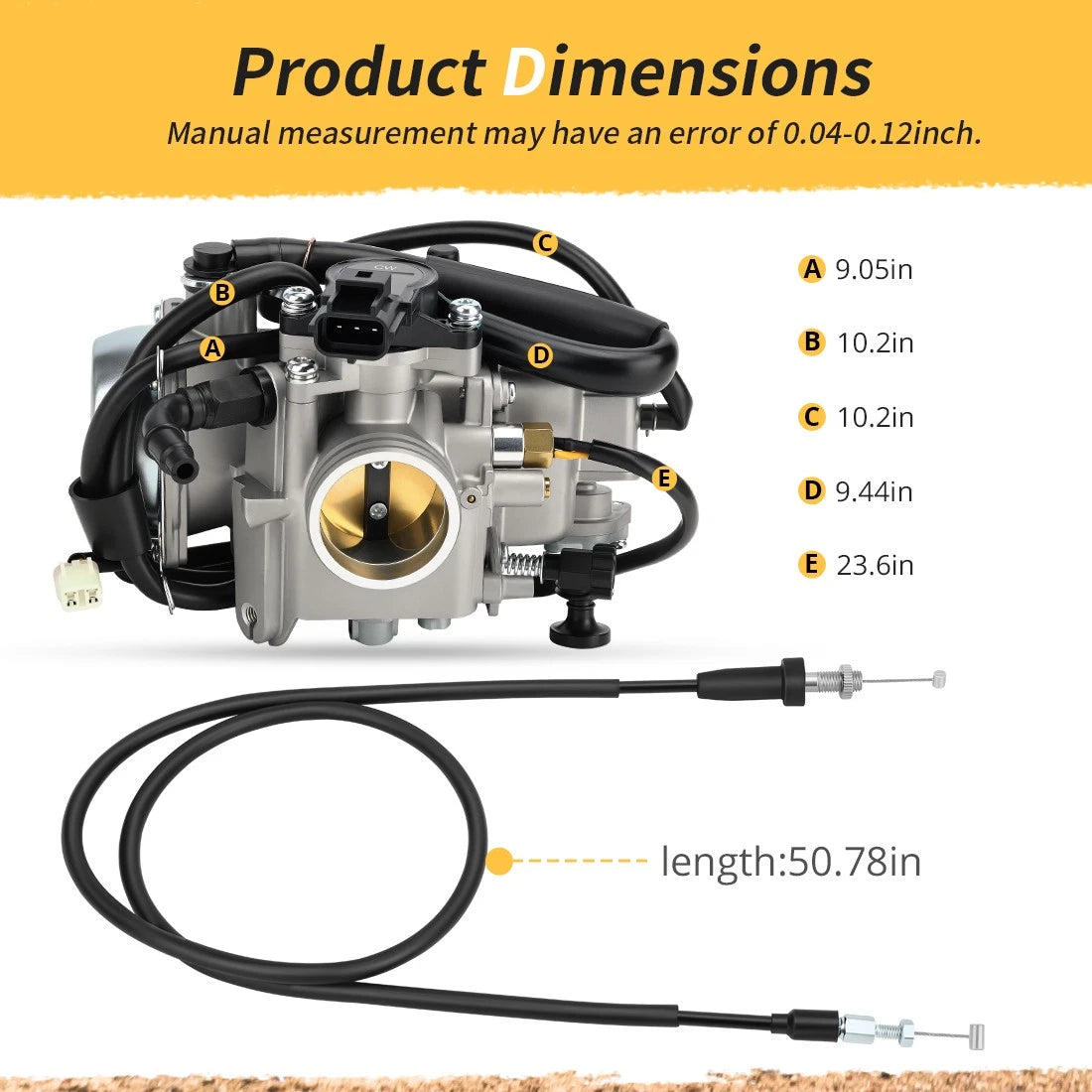 Carburetor Assembly w/ Throttle Cable For Honda Rubicon 500 TRX500FA/FGA/FPA 2005-2014 17910-HP0-A00