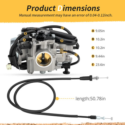 Carburetor Assembly w/ Throttle Cable For Honda Rubicon 500 TRX500FA/FGA/FPA 2005-2014 17910-HP0-A00