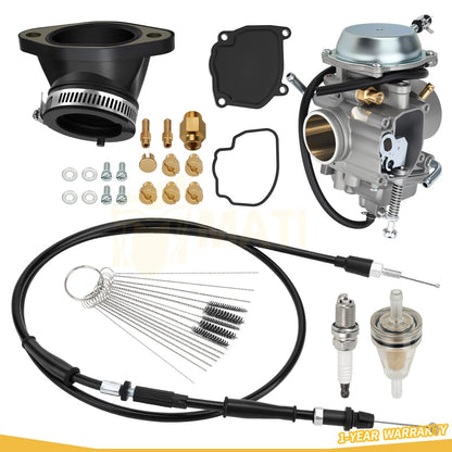 Carburetor & Throttle Cable Intake Manifold Kit For Polaris Magnum 500 Sportsman 335 400 450 500 1999-2008