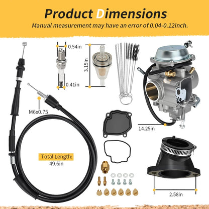 Carburetor & Throttle Cable Intake Manifold Kit For Polaris Magnum 500 Sportsman 335 400 450 500 1999-2008