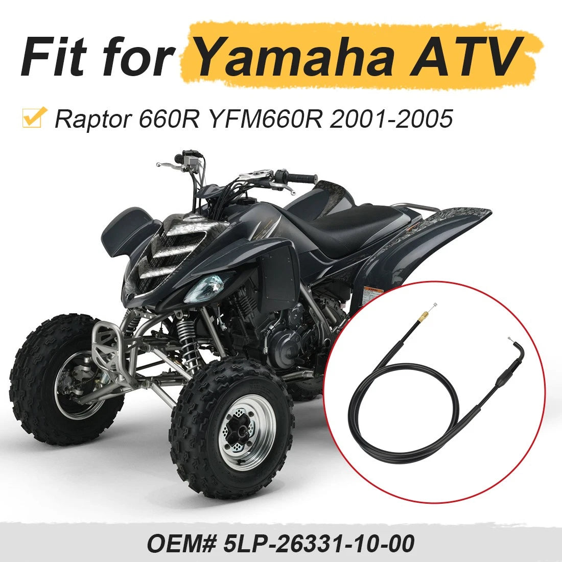 Choke Starter Cable For Yamaha YFM660R Raptor 660R 2001-2005 5LP-26331-10-00