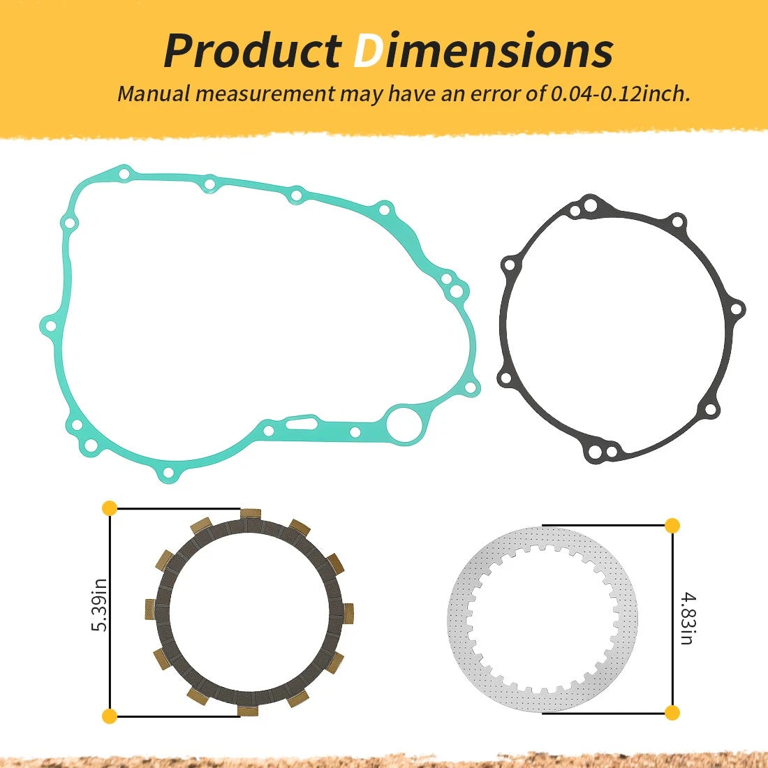 Clutch Friction Steel Plates w/Gasket Kit For Yamaha WR250R 08-20 WR250X 08-11
