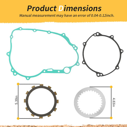 Clutch Friction Steel Plates w/Gasket Kit For Yamaha WR250R 08-20 WR250X 08-11