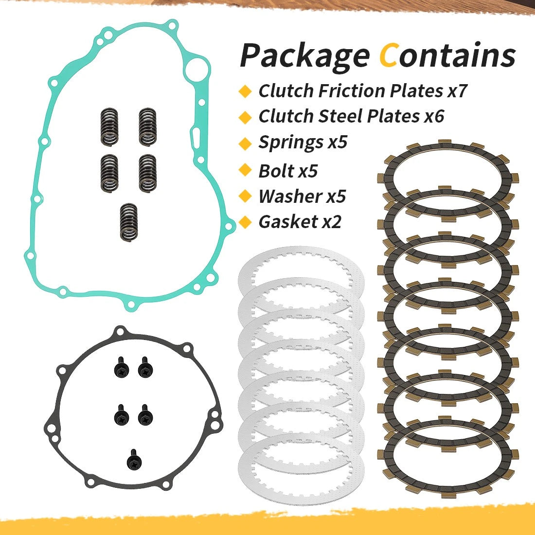 Clutch Friction Steel Plates w/Gasket Kit For Yamaha WR250R 08-20 WR250X 08-11