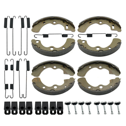 Complete Set: Front and Rear Brake Shoes with All Springs and Pins for Kawasaki Mule 3000 3010 3020 4000 4010 KAF620 KAF950 Diesel (2001-2021) Mati Powersports