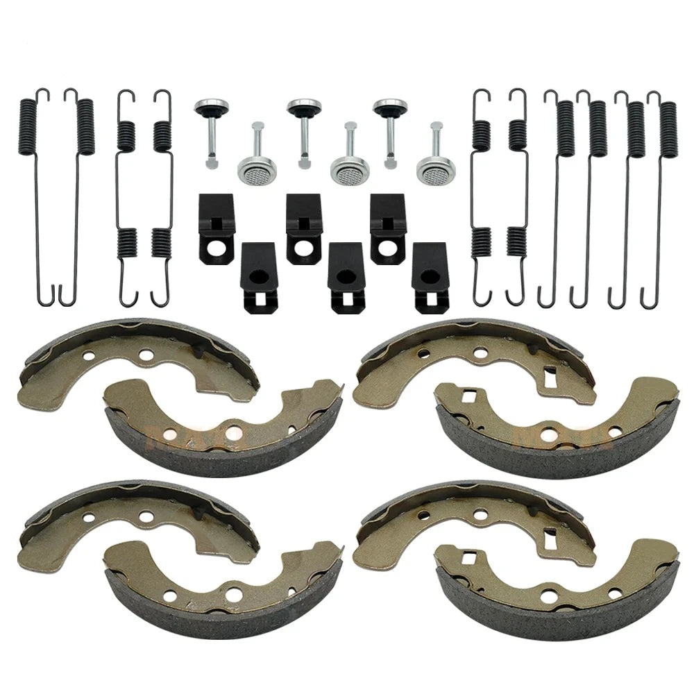 Complete Set: Front and Rear Brake Shoes with All Springs and Pins for Kawasaki Mule 3000 3010 3020 4000 4010 KAF620 KAF950 Diesel (2001-2021) Mati Powersports