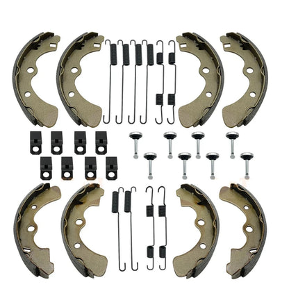 Complete Set: Front and Rear Brake Shoes with All Springs and Pins for Kawasaki Mule 3000 3010 3020 4000 4010 KAF620 KAF950 Diesel (2001-2021) Mati Powersports