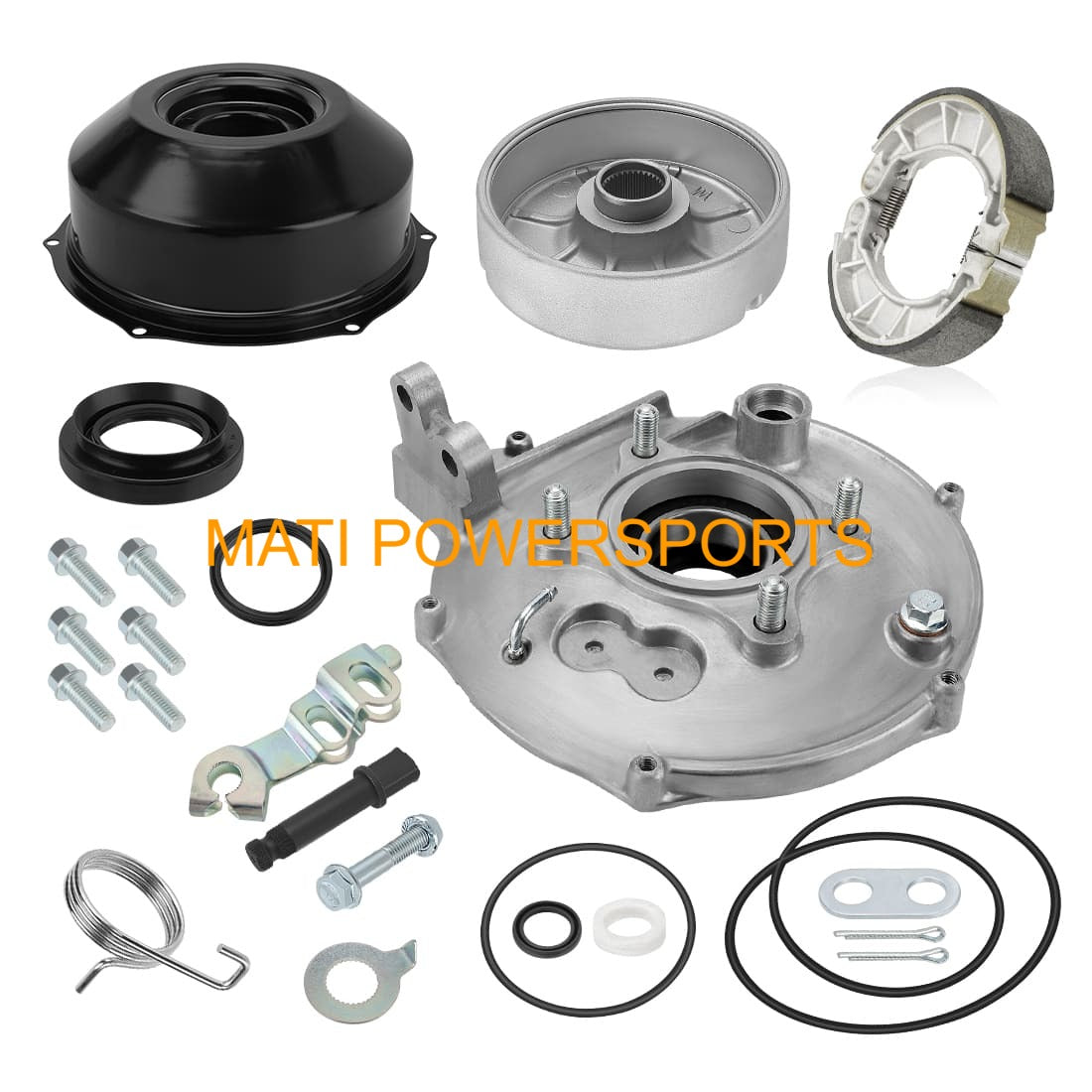 Full Rear Brake Kit Drum Hub Plate Cover Shoes Bearing Seals Assy for Honda Rancher 420 2007-2013