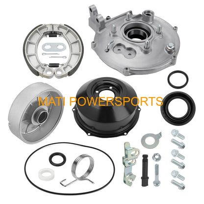 Full Rear Brake Kit Drum Hub Plate Cover Shoes Bearing Seals Assy for Honda Rancher 420 2007-2013