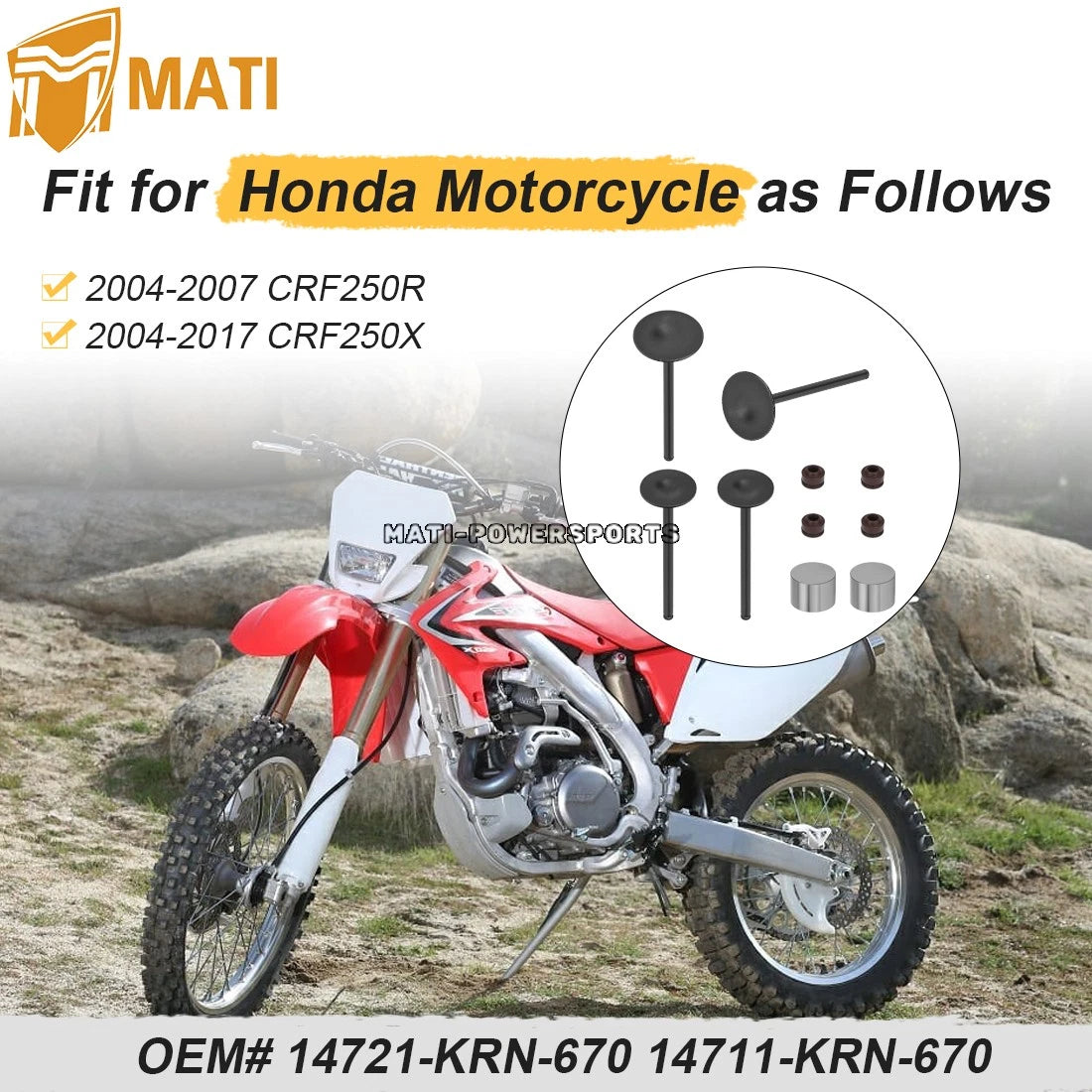 Exhaust & Intake Valve Kit for Honda CRF250R CRF250X 2004-2017 14721-KRN-670 14711-KRN-670