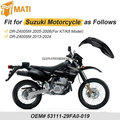 Front Fender For Suzuki DR-Z400SM 2005-2008 2013-2024 53111-29FA0-019