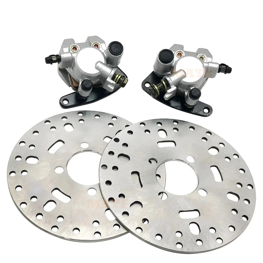 Front Brake Calipers & Rotors (Left & Right) for Yamaha Big Bear Kodiak Grizzly Wolverine YFM350 YFM400 OEM: 3GD-2580U-01-00 Mati Powersports