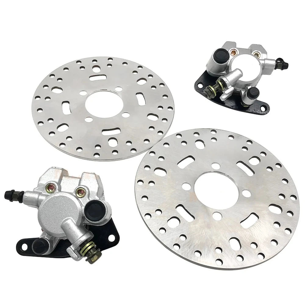 Front Brake Calipers & Rotors (Left & Right) for Yamaha Big Bear Kodiak Grizzly Wolverine YFM350 YFM400 OEM: 3GD-2580U-01-00 Mati Powersports