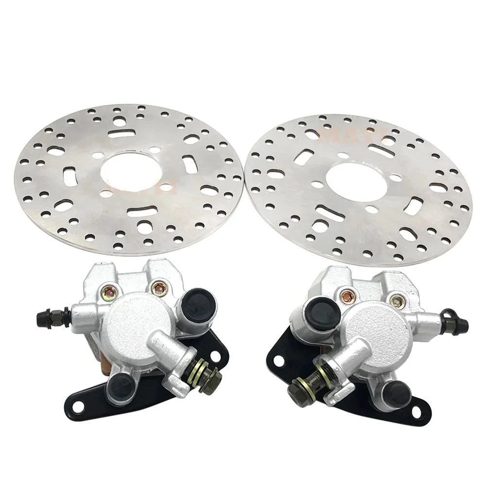 Front Brake Calipers & Rotors (Left & Right) for Yamaha Big Bear Kodiak Grizzly Wolverine YFM350 YFM400 OEM: 3GD-2580U-01-00 Mati Powersports