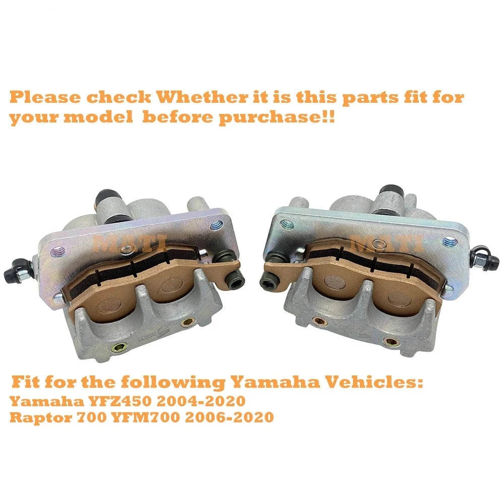 Front Left Right Brake Caliper Kit with Pads for Yamaha YFZ450 YFZ450R YFZ450R Raptor 700 YFM700 OEM: 5TG-2580U-11-00 Mati Powersports