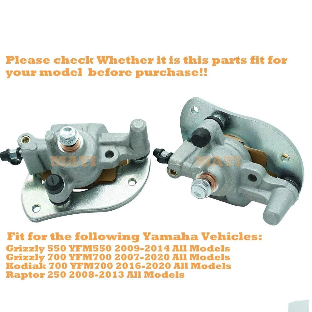 Front Left Right Brake Caliper for Yamaha Grizzly 550 700 Kodiak 700 Raptor 250 YFM550 YFM700 - OEM: 3B4-2580T-02-00, 3B4-2580U-02-00 Mati Powersports