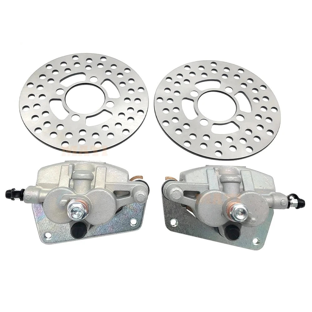 Front Left Right Brake Calipers With Pads & Disc Rotors for Yamaha YFZ450 Raptor 700 OEM: 3GD-2582T-10-00 5TG-2580U-11-00 1S3-2580T-01-00 Mati Powersports