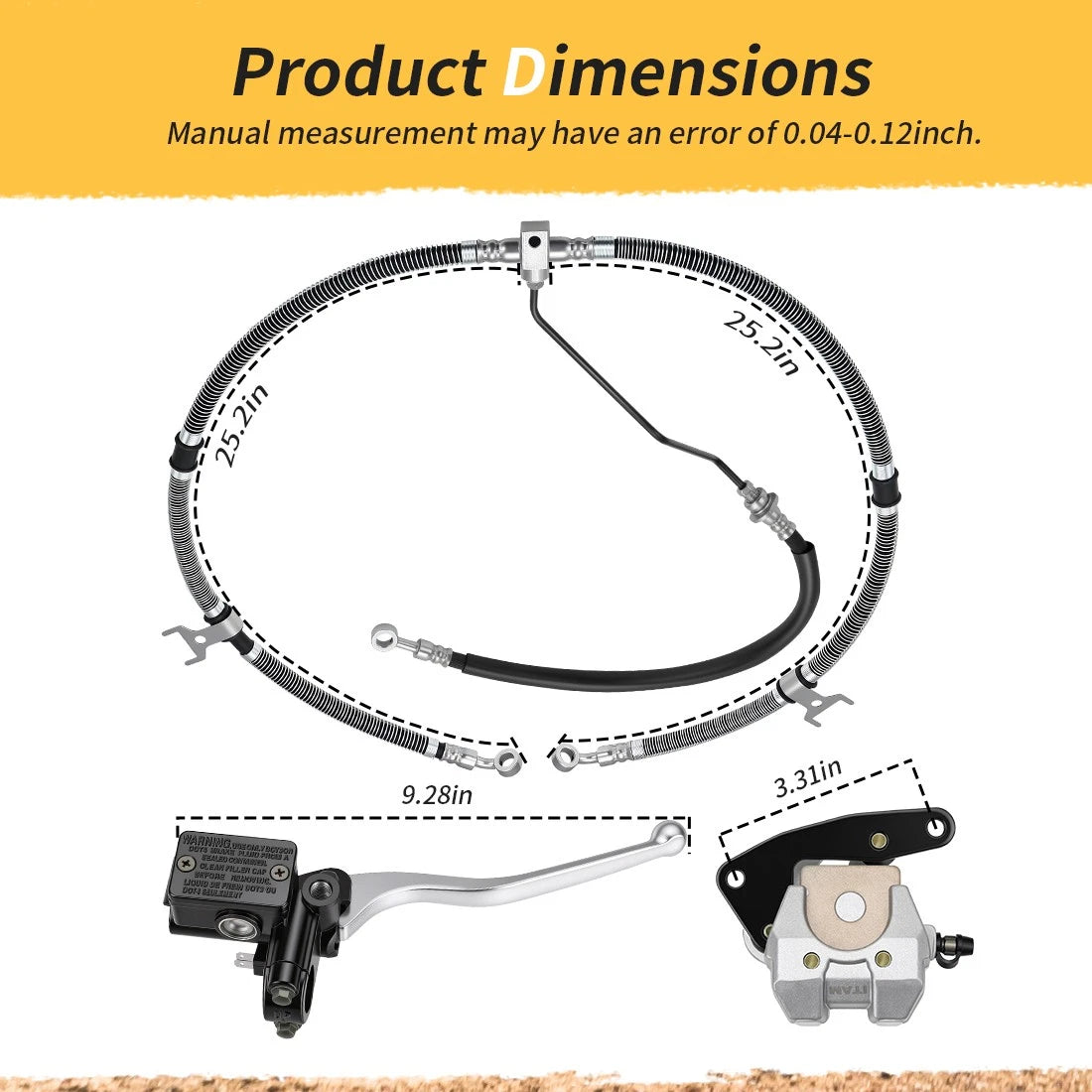 Front Brake Caliper Master Cylinder Hose Kit For Yamaha Kodiak 400 YFM400 2000-2002