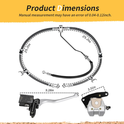 Front Brake Caliper Master Cylinder Hose Kit For Yamaha Kodiak 400 YFM400 2000-2002